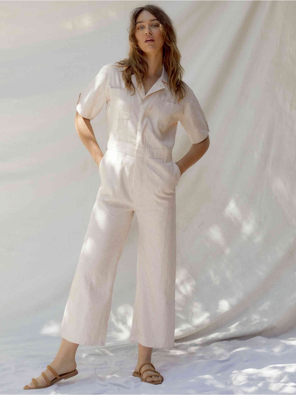 Christy Dawn The Penny Jumper Pink Harvest Stripe Neutral Jumpsuit Size X-Large